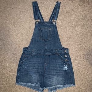 Blue Denim Overall Shorts